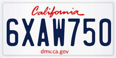 CA license plate 6XAW750