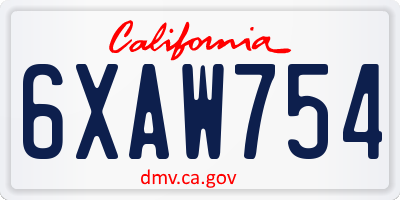 CA license plate 6XAW754