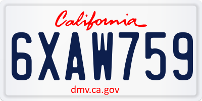 CA license plate 6XAW759