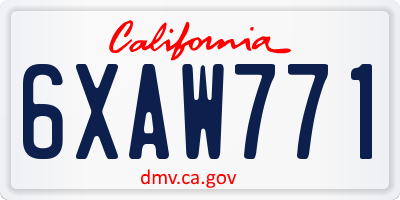 CA license plate 6XAW771