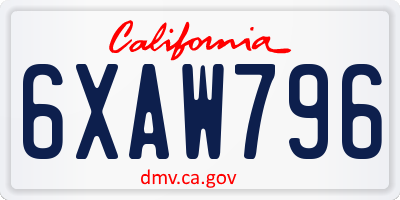 CA license plate 6XAW796