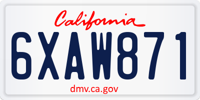 CA license plate 6XAW871