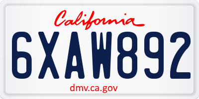 CA license plate 6XAW892