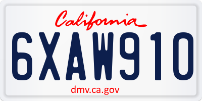 CA license plate 6XAW910