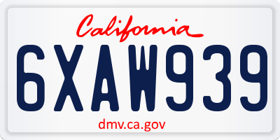 CA license plate 6XAW939