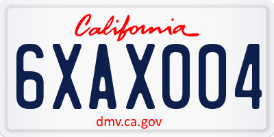 CA license plate 6XAX004