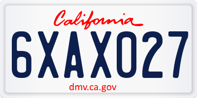 CA license plate 6XAX027