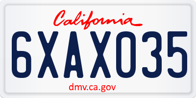 CA license plate 6XAX035