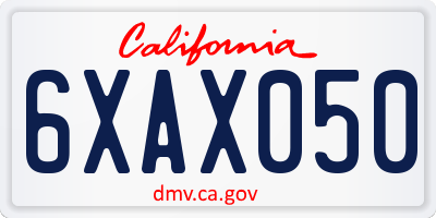 CA license plate 6XAX050