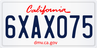 CA license plate 6XAX075