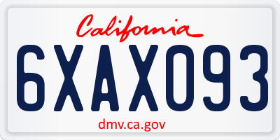 CA license plate 6XAX093