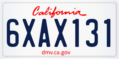 CA license plate 6XAX131