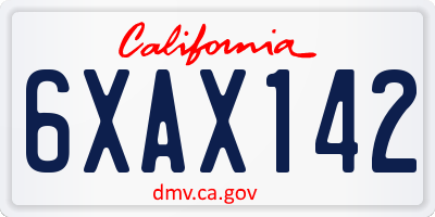 CA license plate 6XAX142