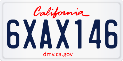 CA license plate 6XAX146