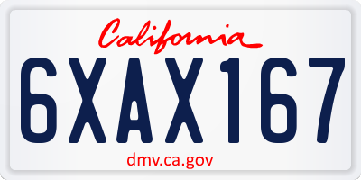 CA license plate 6XAX167