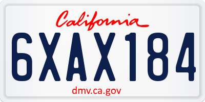 CA license plate 6XAX184