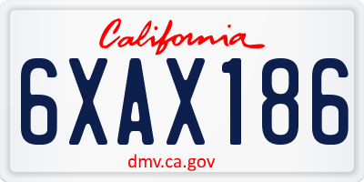 CA license plate 6XAX186