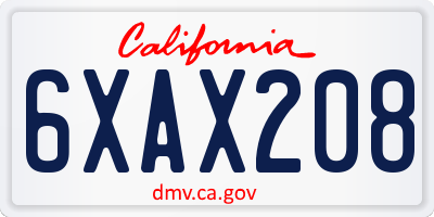CA license plate 6XAX208