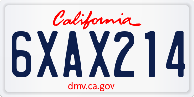 CA license plate 6XAX214