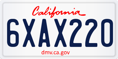 CA license plate 6XAX220