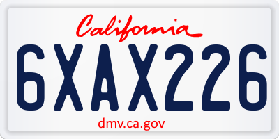 CA license plate 6XAX226