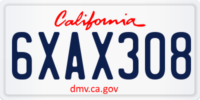 CA license plate 6XAX308