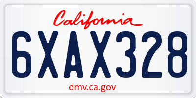 CA license plate 6XAX328