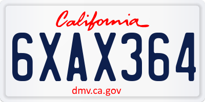 CA license plate 6XAX364