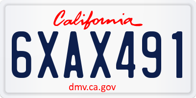 CA license plate 6XAX491