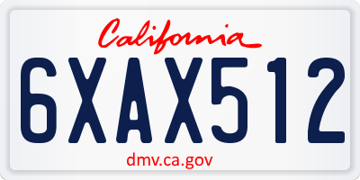 CA license plate 6XAX512
