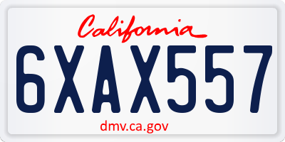 CA license plate 6XAX557