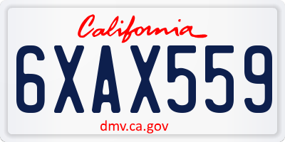CA license plate 6XAX559
