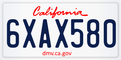 CA license plate 6XAX580