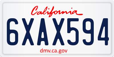 CA license plate 6XAX594