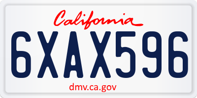 CA license plate 6XAX596