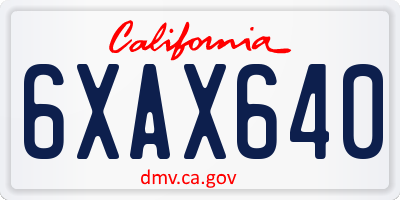 CA license plate 6XAX640