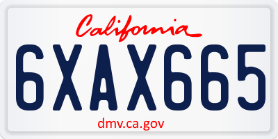 CA license plate 6XAX665