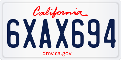 CA license plate 6XAX694