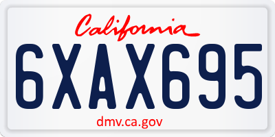 CA license plate 6XAX695