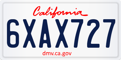 CA license plate 6XAX727