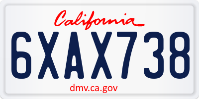 CA license plate 6XAX738
