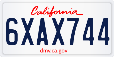 CA license plate 6XAX744