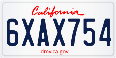 CA license plate 6XAX754