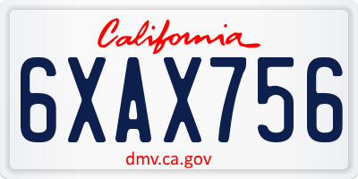 CA license plate 6XAX756
