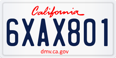 CA license plate 6XAX801