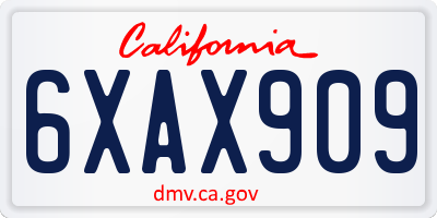 CA license plate 6XAX909