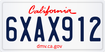 CA license plate 6XAX912