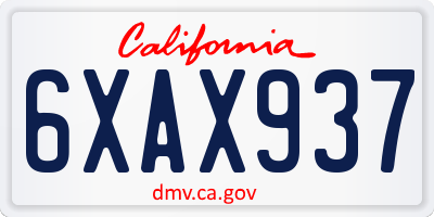 CA license plate 6XAX937
