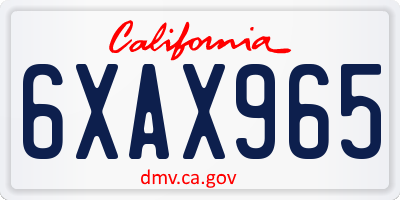 CA license plate 6XAX965