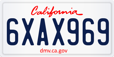 CA license plate 6XAX969